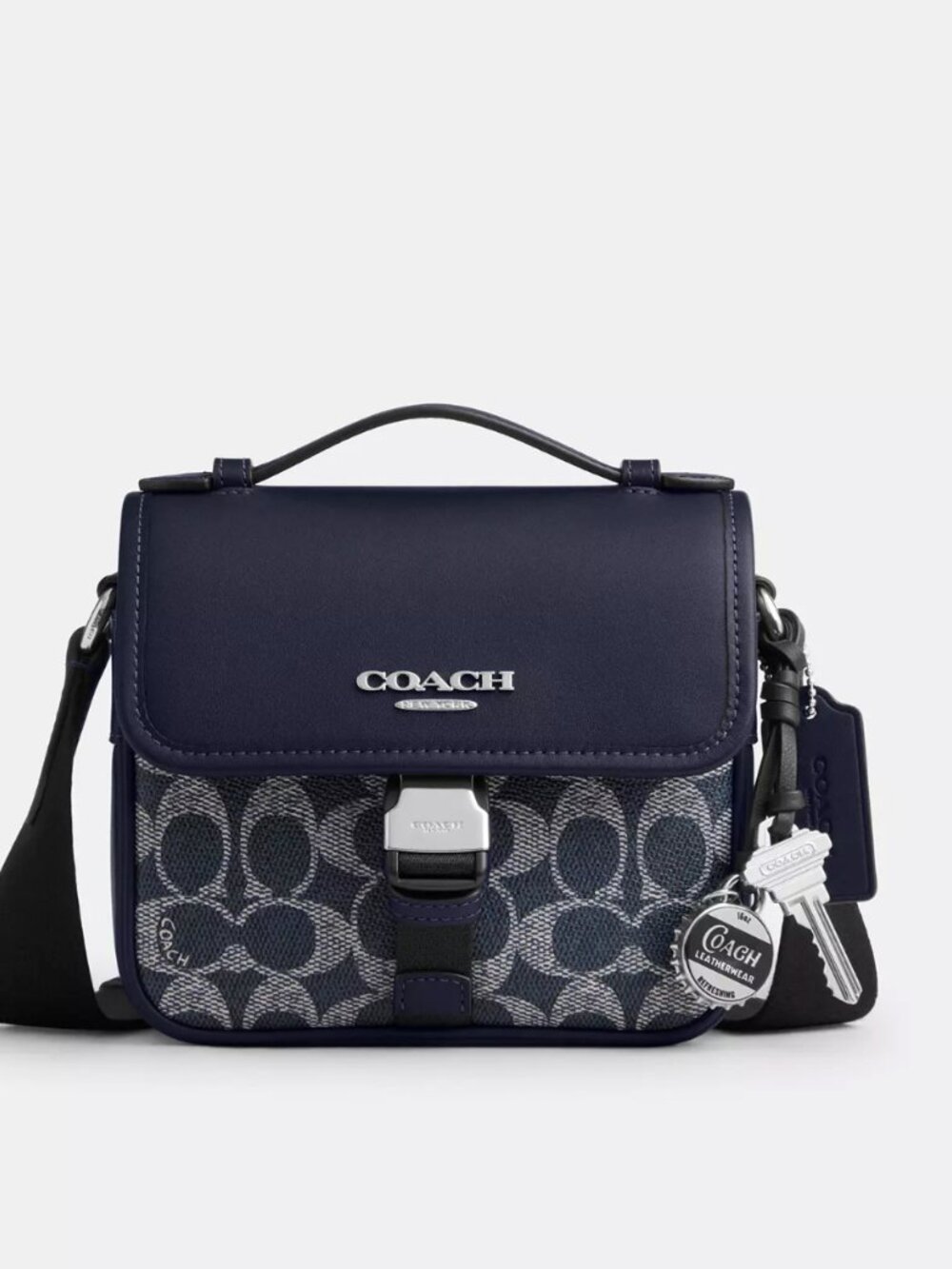 Coach CEB25 Racer Crossbody Bag Blue Denim Signature Canvas with Charms *SEALED*